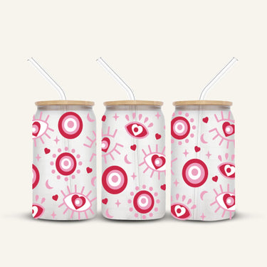 Pink Evil Eye Glass Cup #1